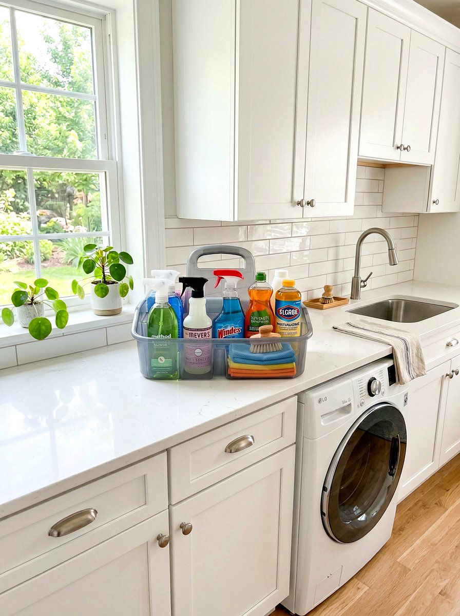 Cleaning caddy with handle - 30 cleaning supply storage ideas