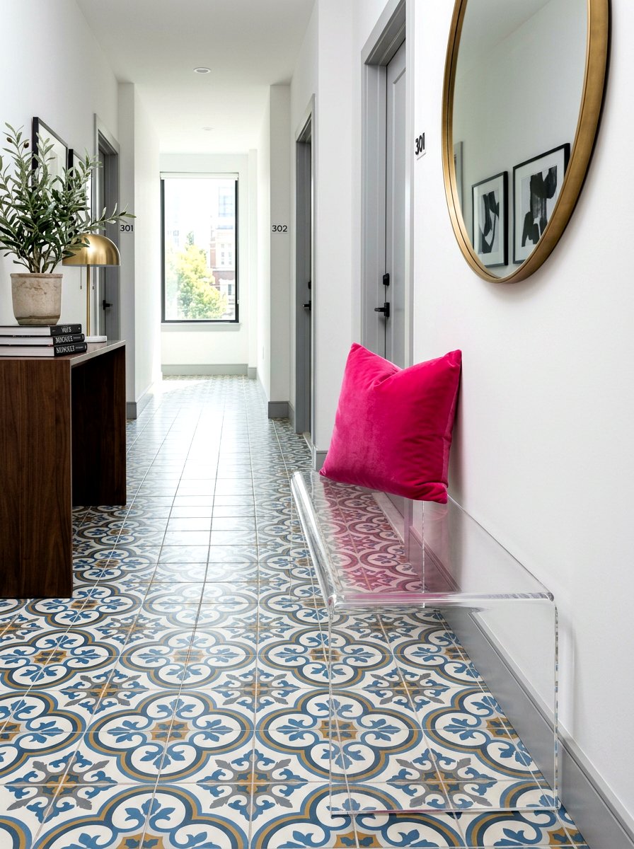 Clear Acrylic Bench - 30 apartment entry bench ideas