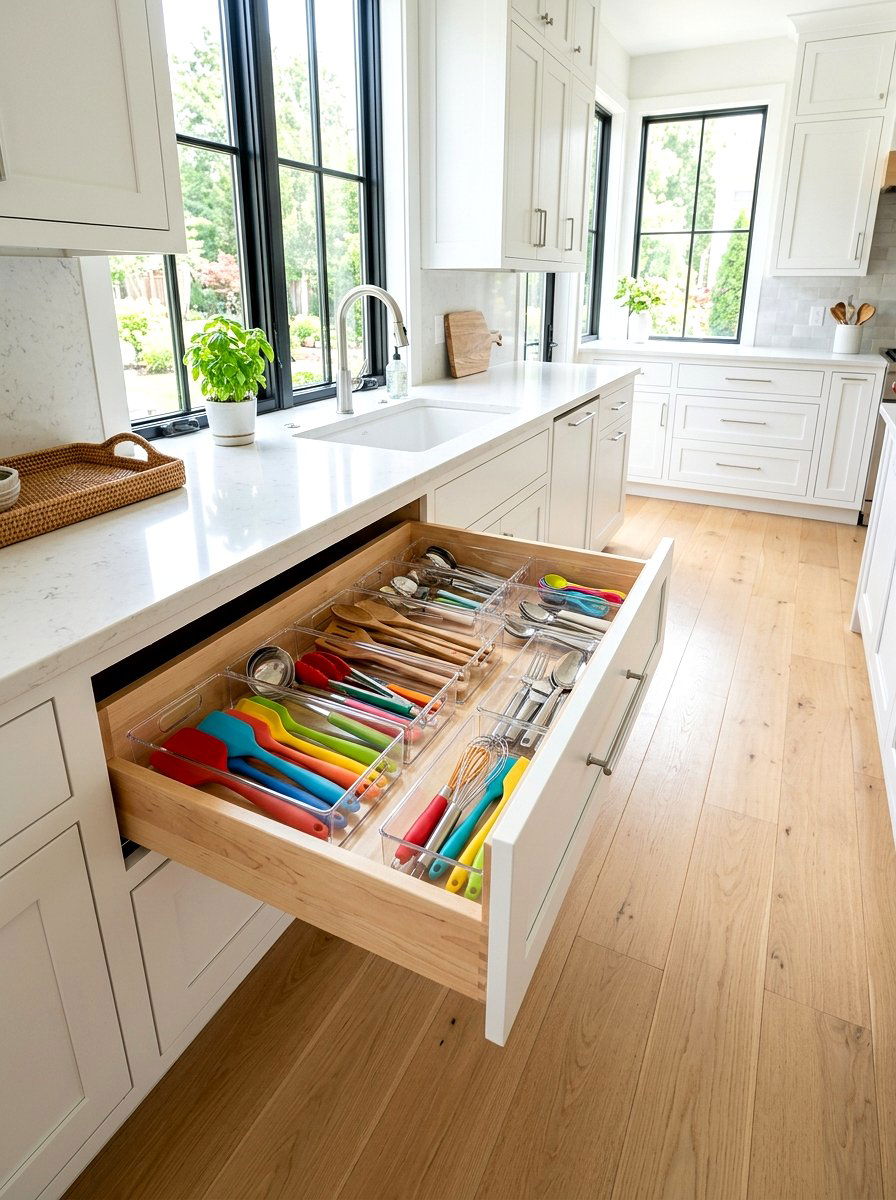 Clear Acrylic Bin - 30 utensil drawer ideas