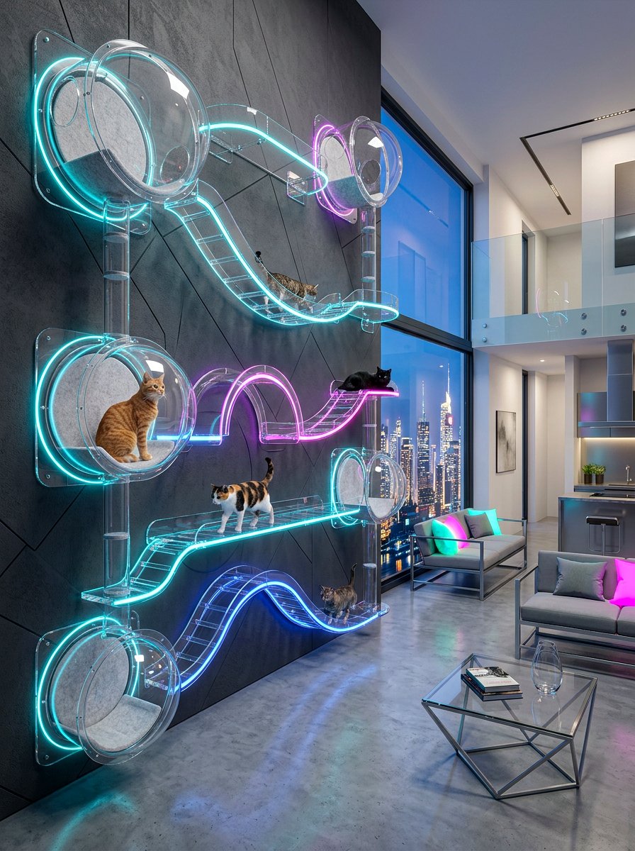 Clear Acrylic Bubble Cat Wall - 30 cat shelf wall ideas