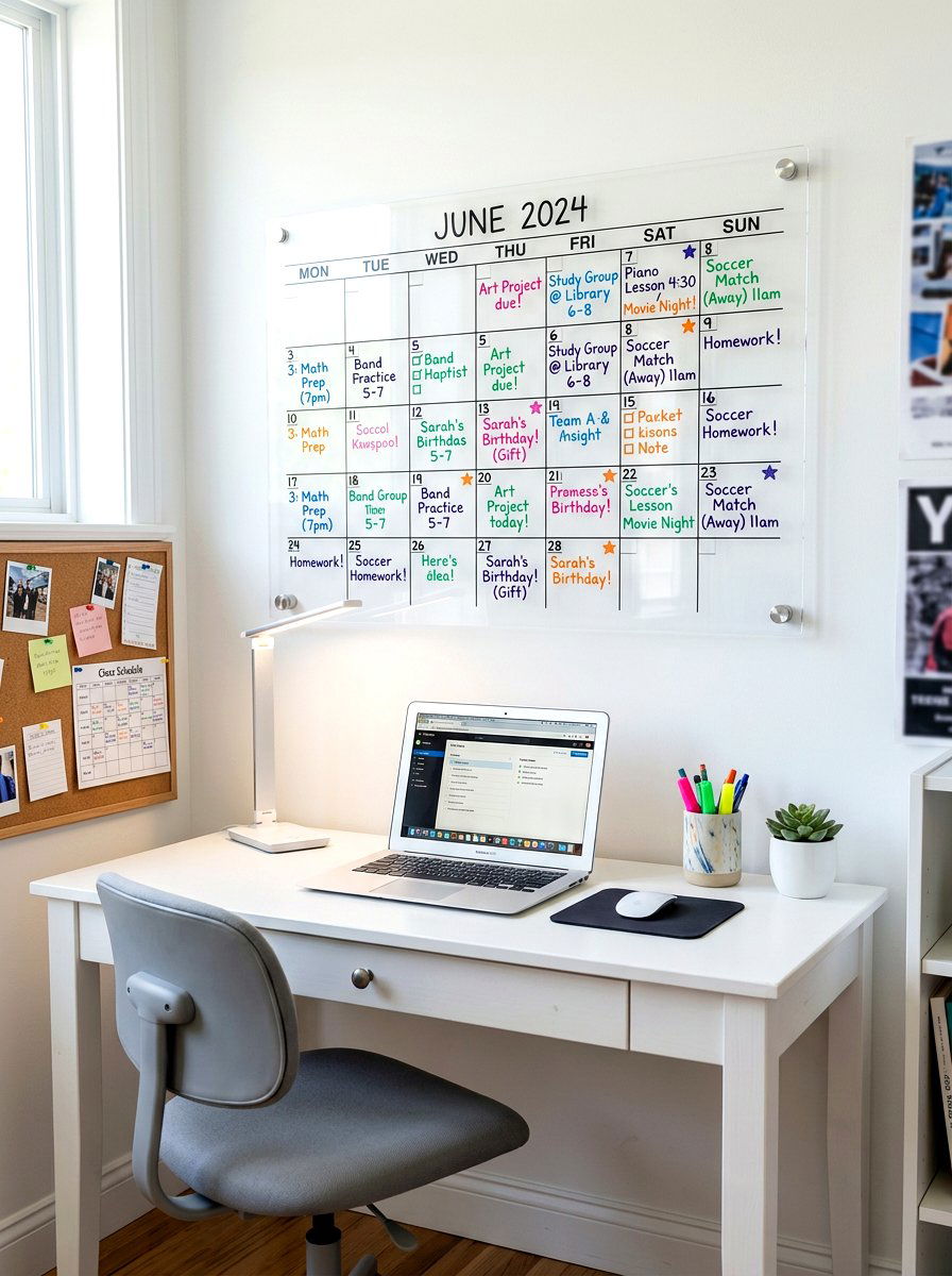Clear Acrylic Calendar - 30 kids desk wall ideas