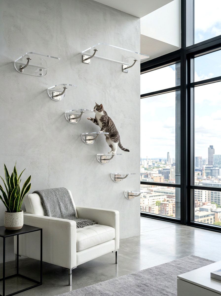 Clear Acrylic Cat Perch - 30 cat climbing wall aesthetic ideas