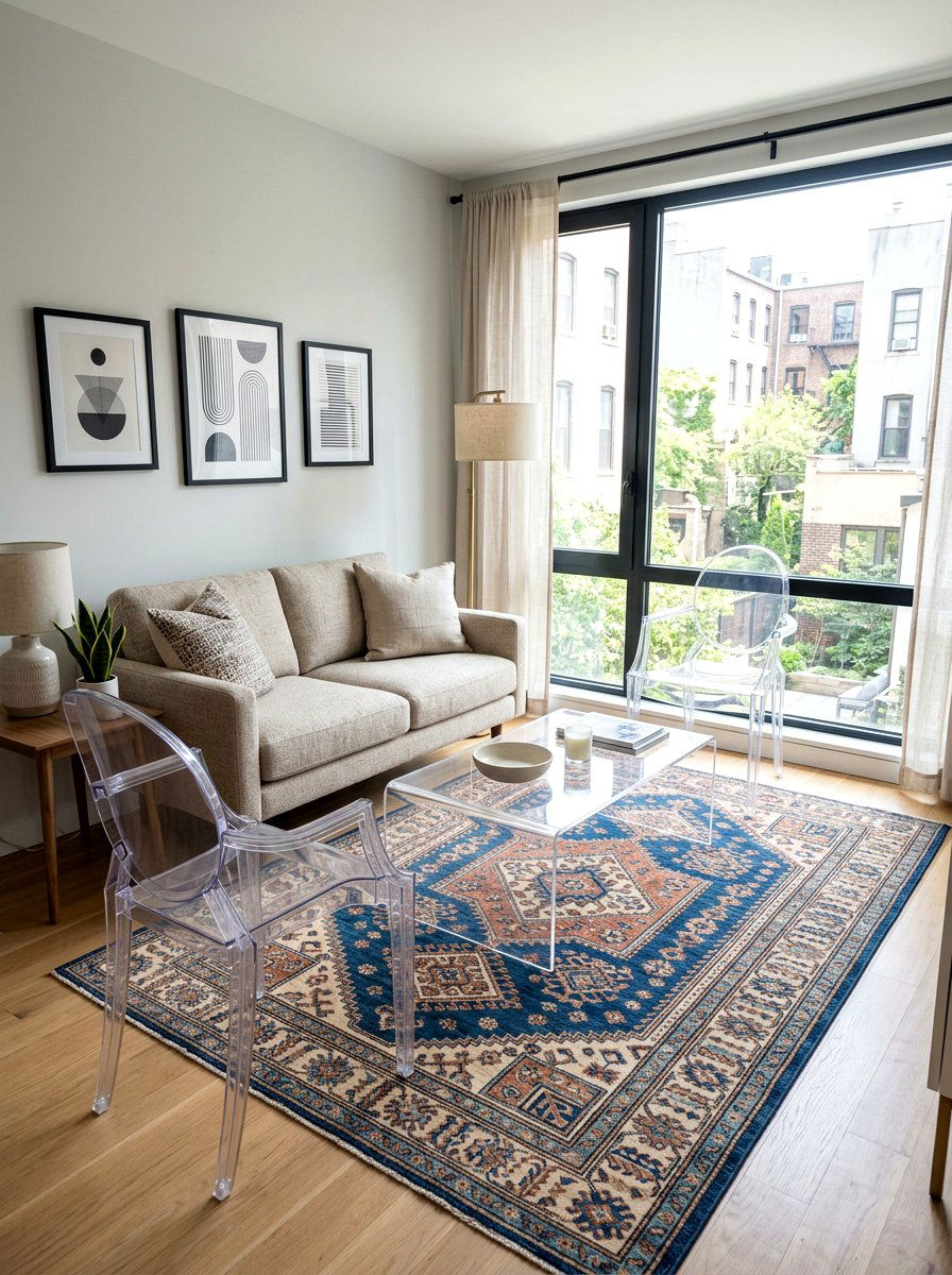 Clear Acrylic Furniture - 30 small apartment living room ideas