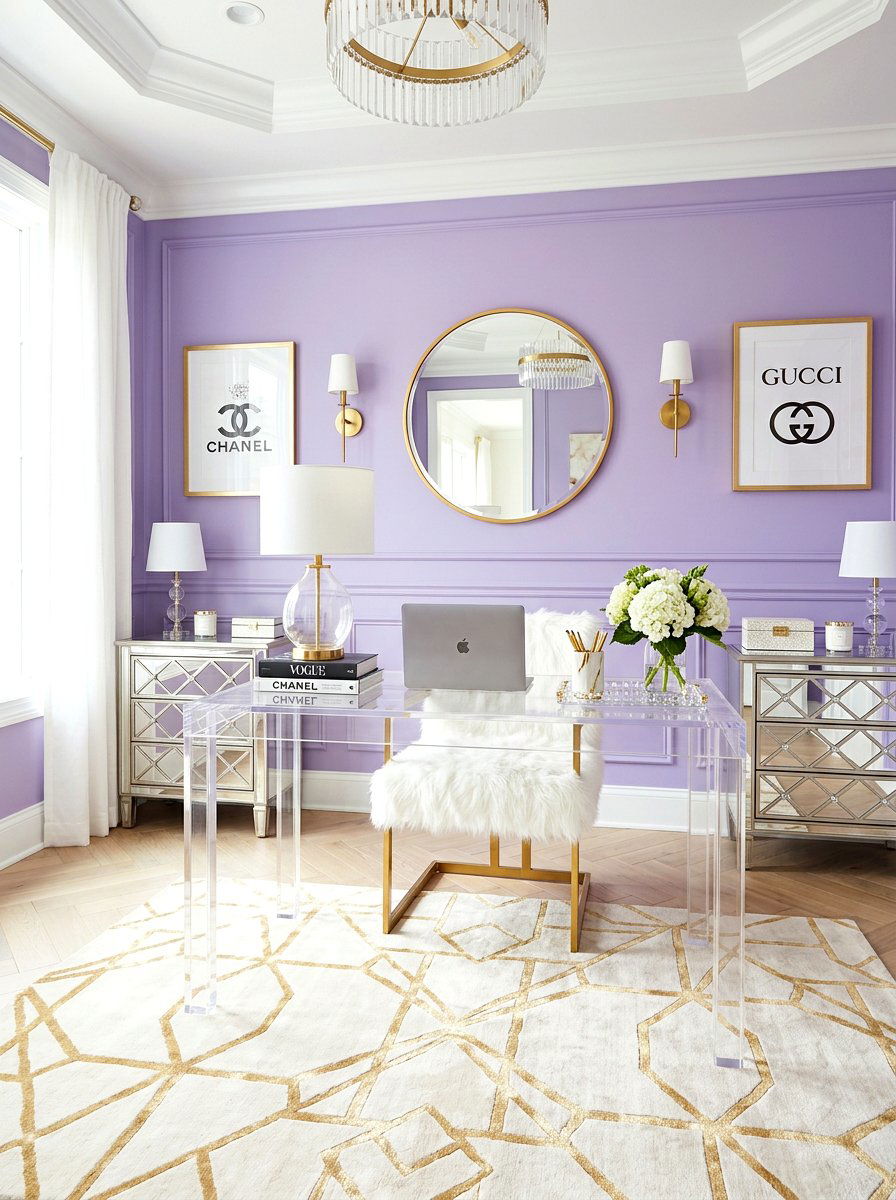 Clear Acrylic Glam Desk - 30 teen bedroom desk ideas