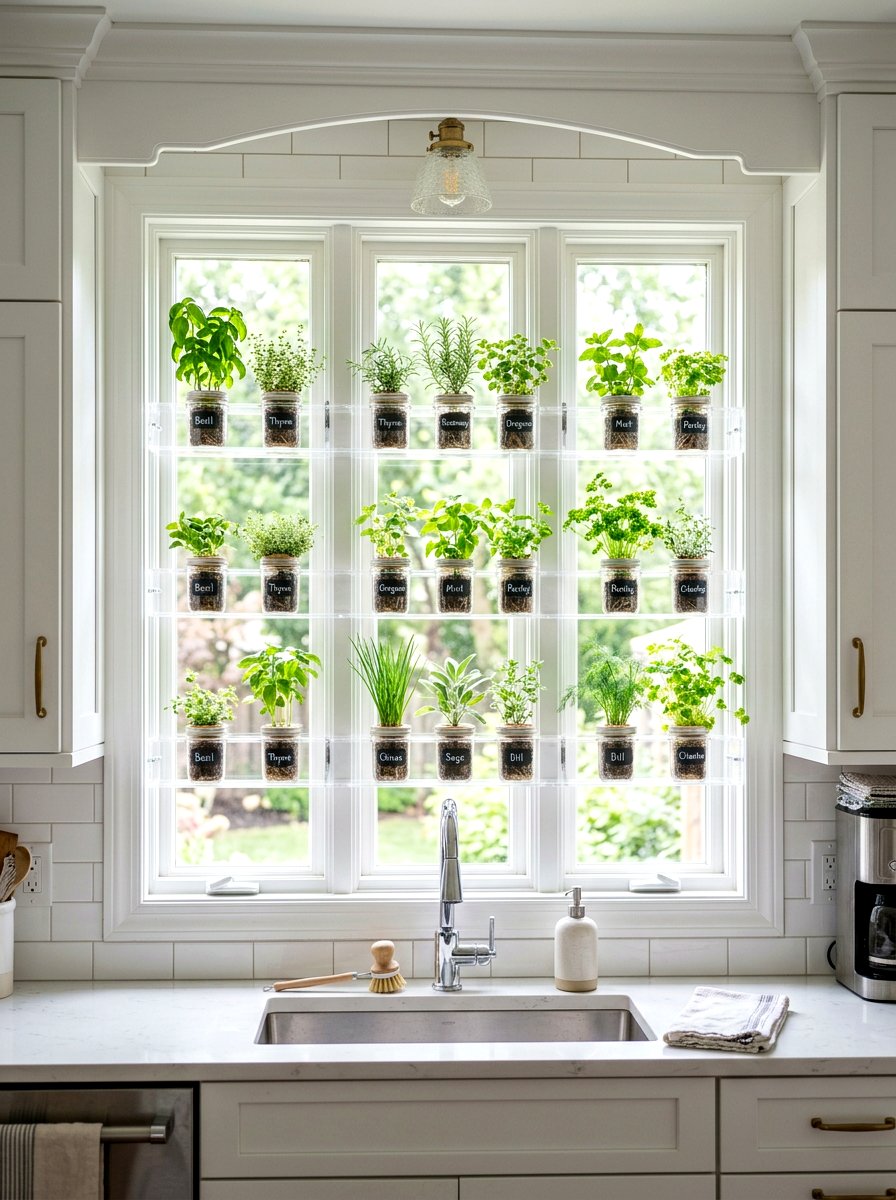 Clear Acrylic Herb Shelf - 30 indoor herb shelf ideas