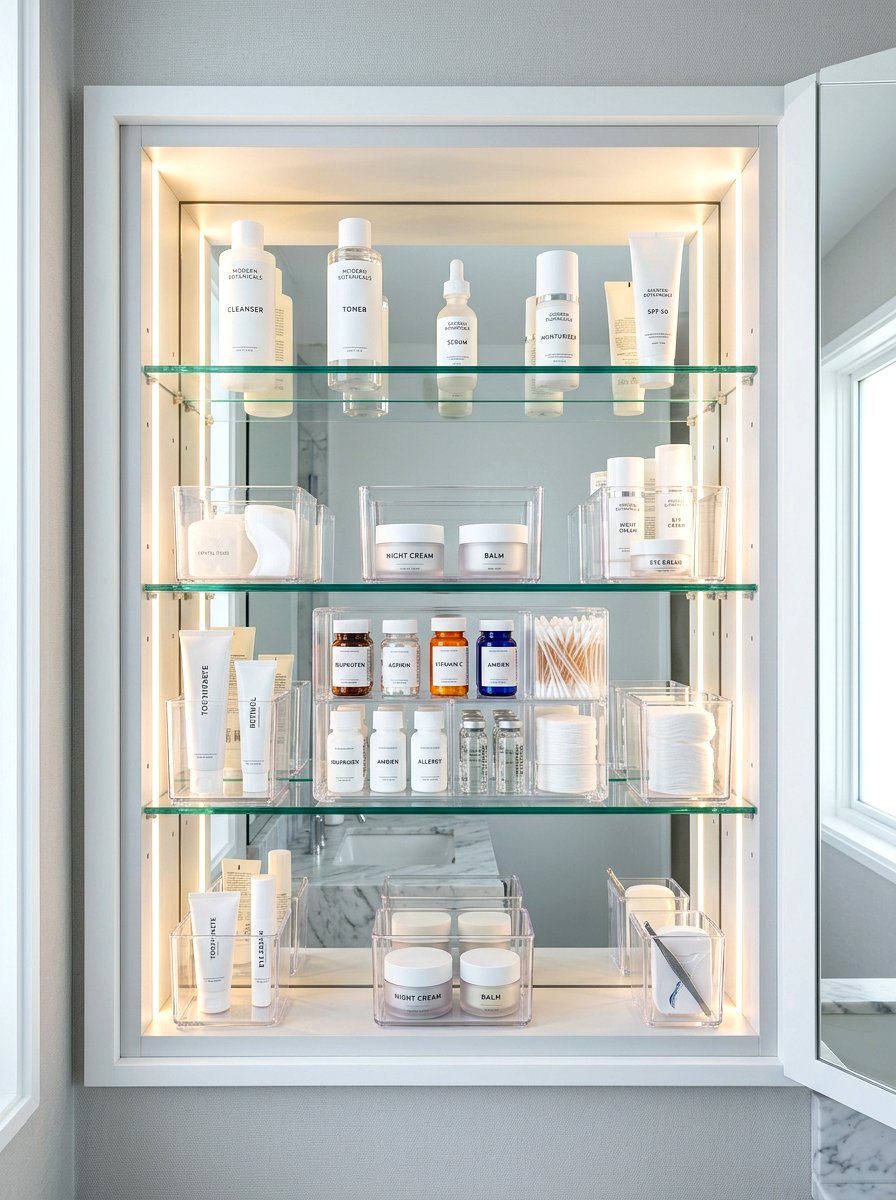 Clear Acrylic Medicine Cabinet Bin - 30 medicine cabinet organization ideas