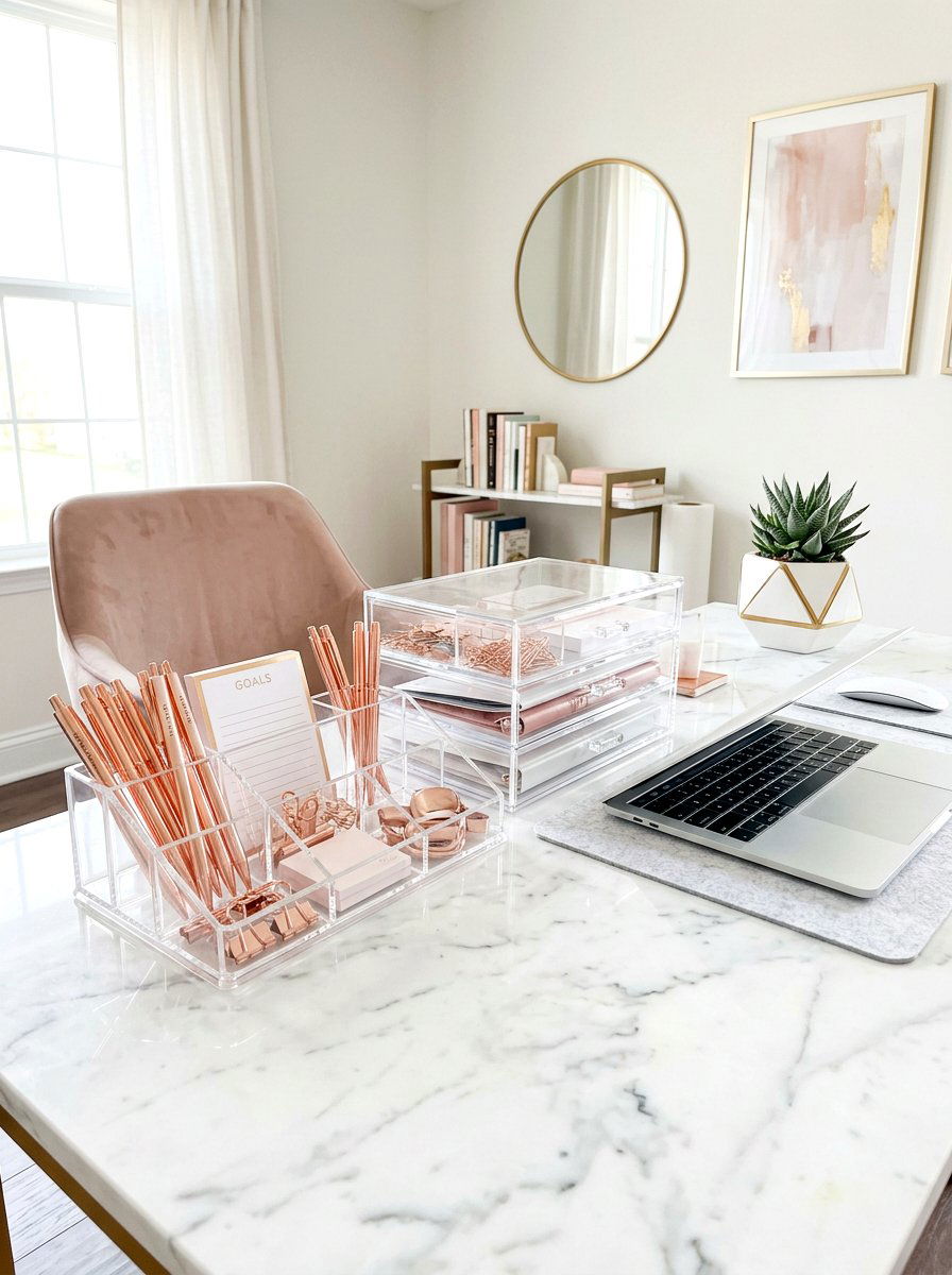 Clear Acrylic Organizers - 30 home office storage ideas
