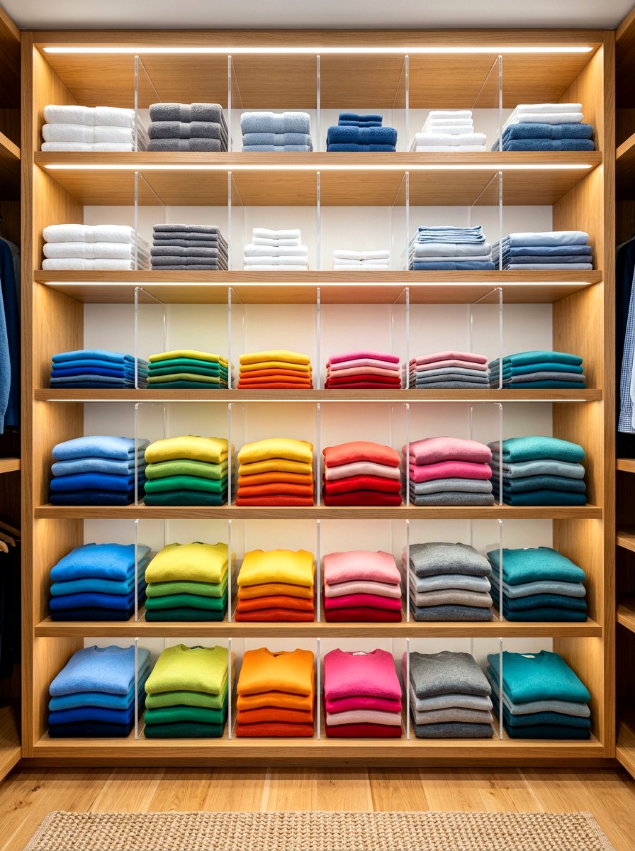 Clear Acrylic Shelf Dividers - 30 organizing small closets ideas