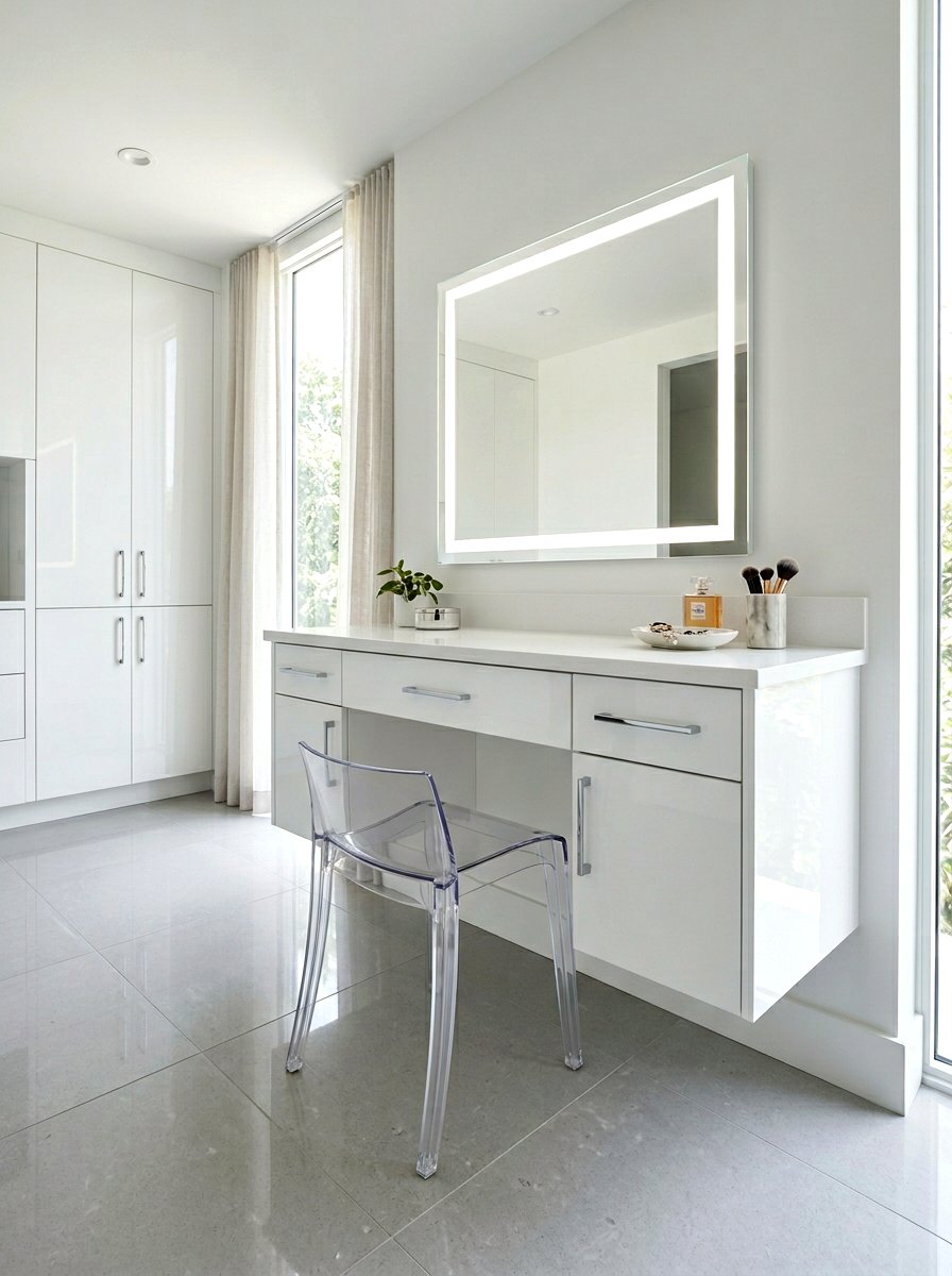 Clear Acrylic Vanity Stool - 30 bathroom stool ideas