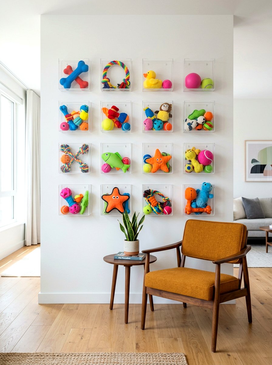 Clear Acrylic Wall Pocket - 30 pet toy wall storage ideas