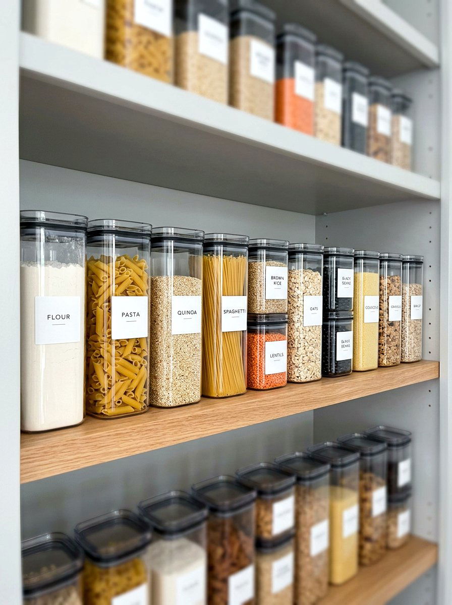 Clear Airtight Food Containers - 30 organizing a tiny pantry ideas