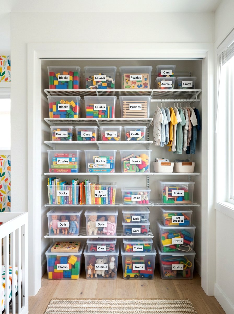 Clear Bin Organization - 30 toy rotation storage ideas