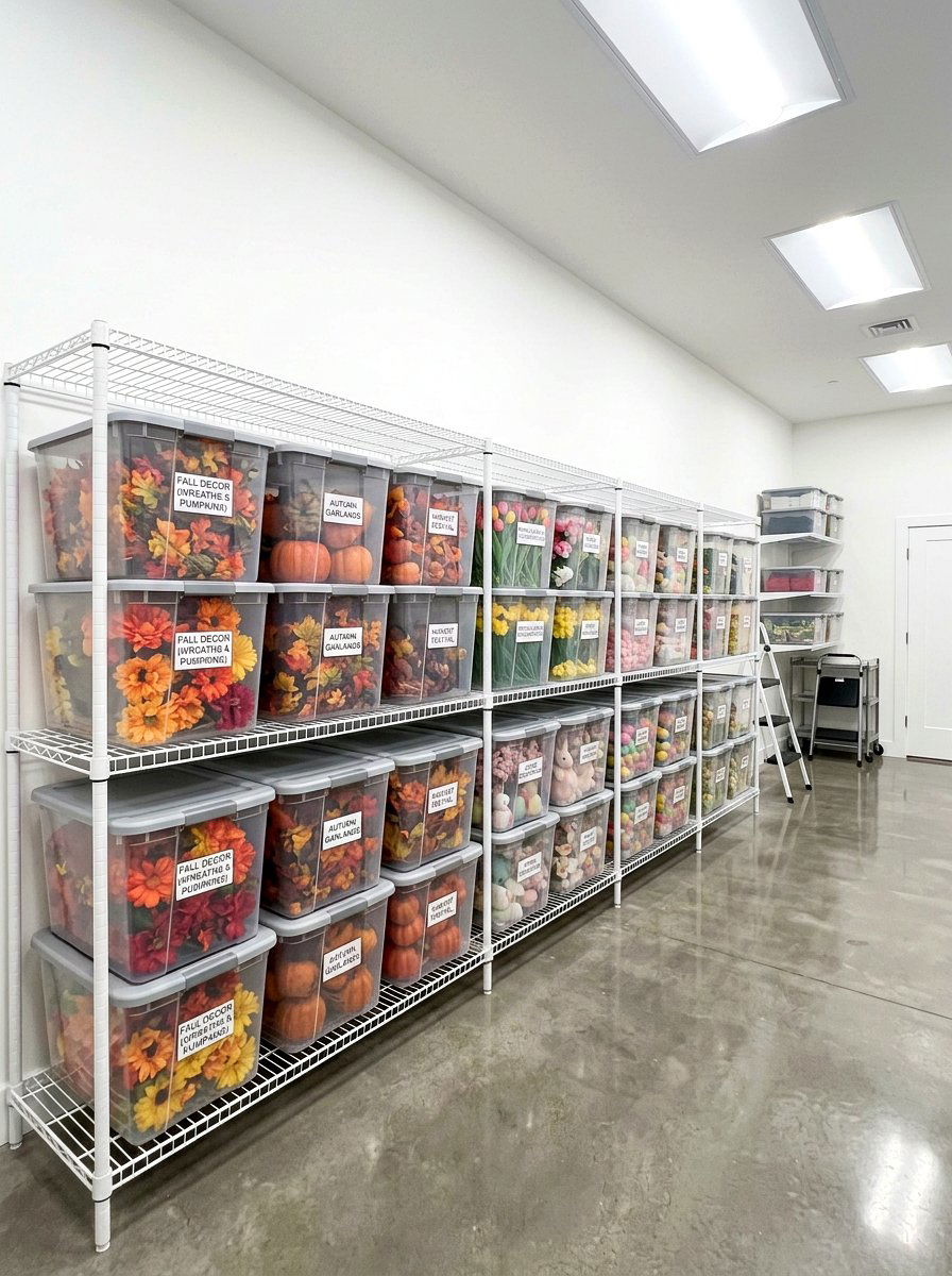 Clear Bin Storage System - 30 organizing seasonal decor ideas