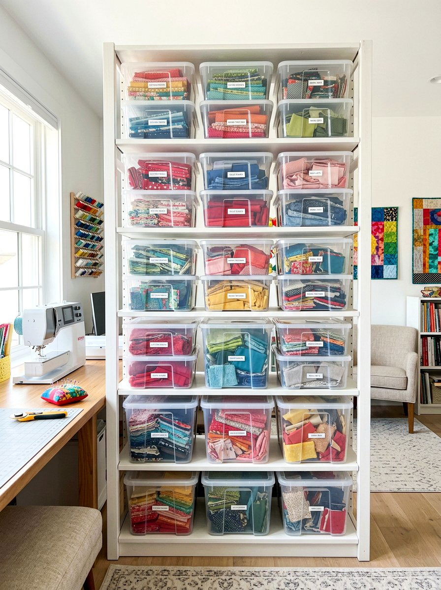 Clear Fabric Bins - 30 sewing storage ideas
