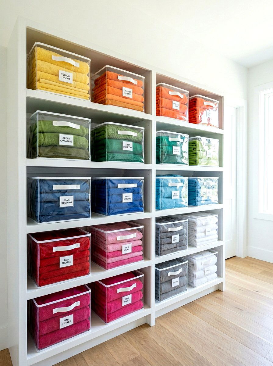 Clear Fabric Storage Bins - 30 sewing room ideas
