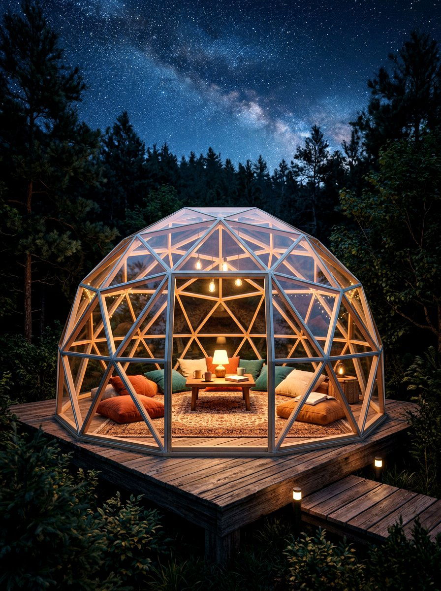 Clear Garden Dome - 30 stargazing backyard lounge ideas