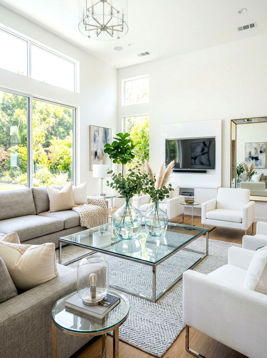 Clear Glass Living Room - 30 ocean inspired living room ideas