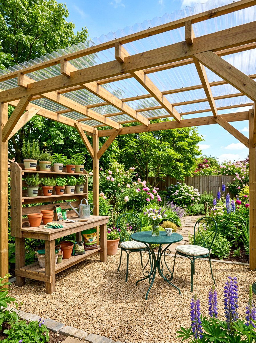 Clear PVC sheet - 30 pergola roof ideas