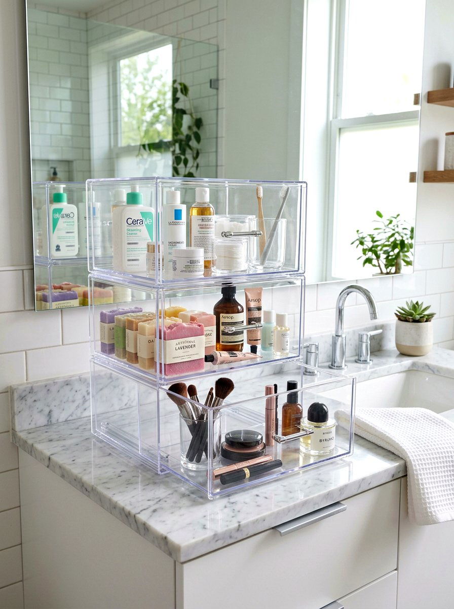 Clear Plastic Sliding Drawer - 30 under sink storage rental ideas