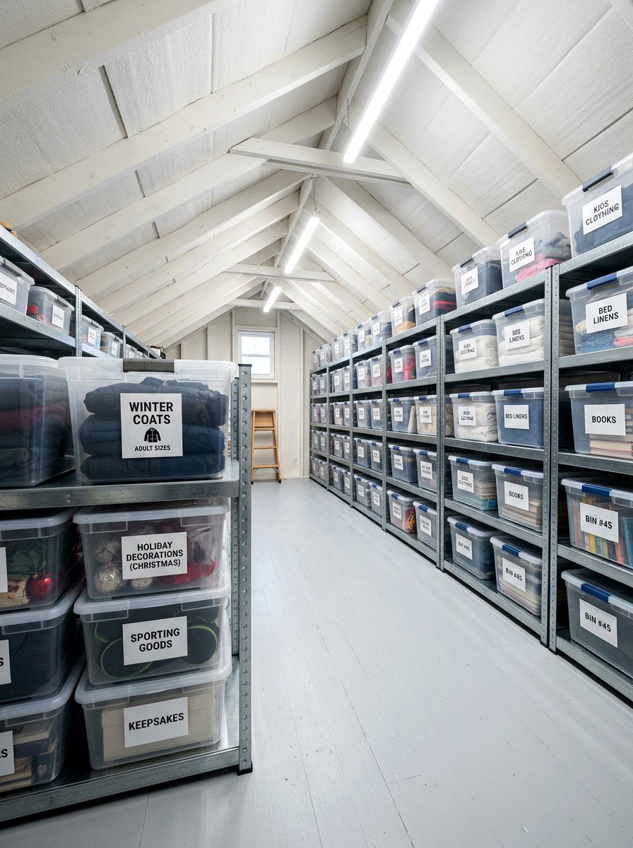 Clear Plastic Storage Bin - 30 attic storage ideas