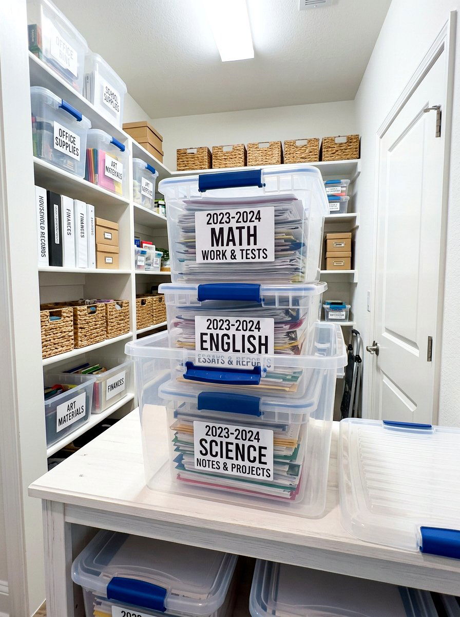 Clear Plastic Tote - 30 school paper organization ideas
