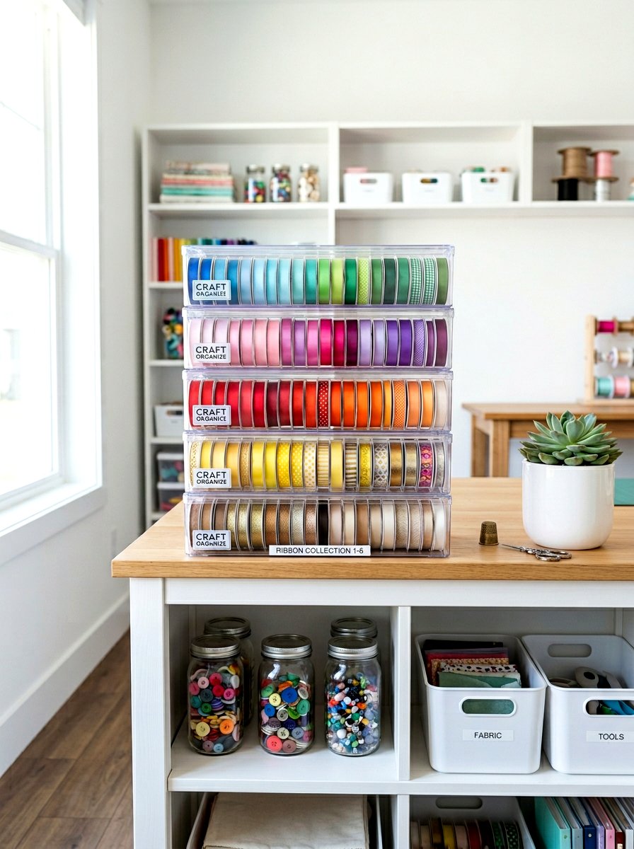 Clear Ribbon Box - 30 ribbon storage ideas
