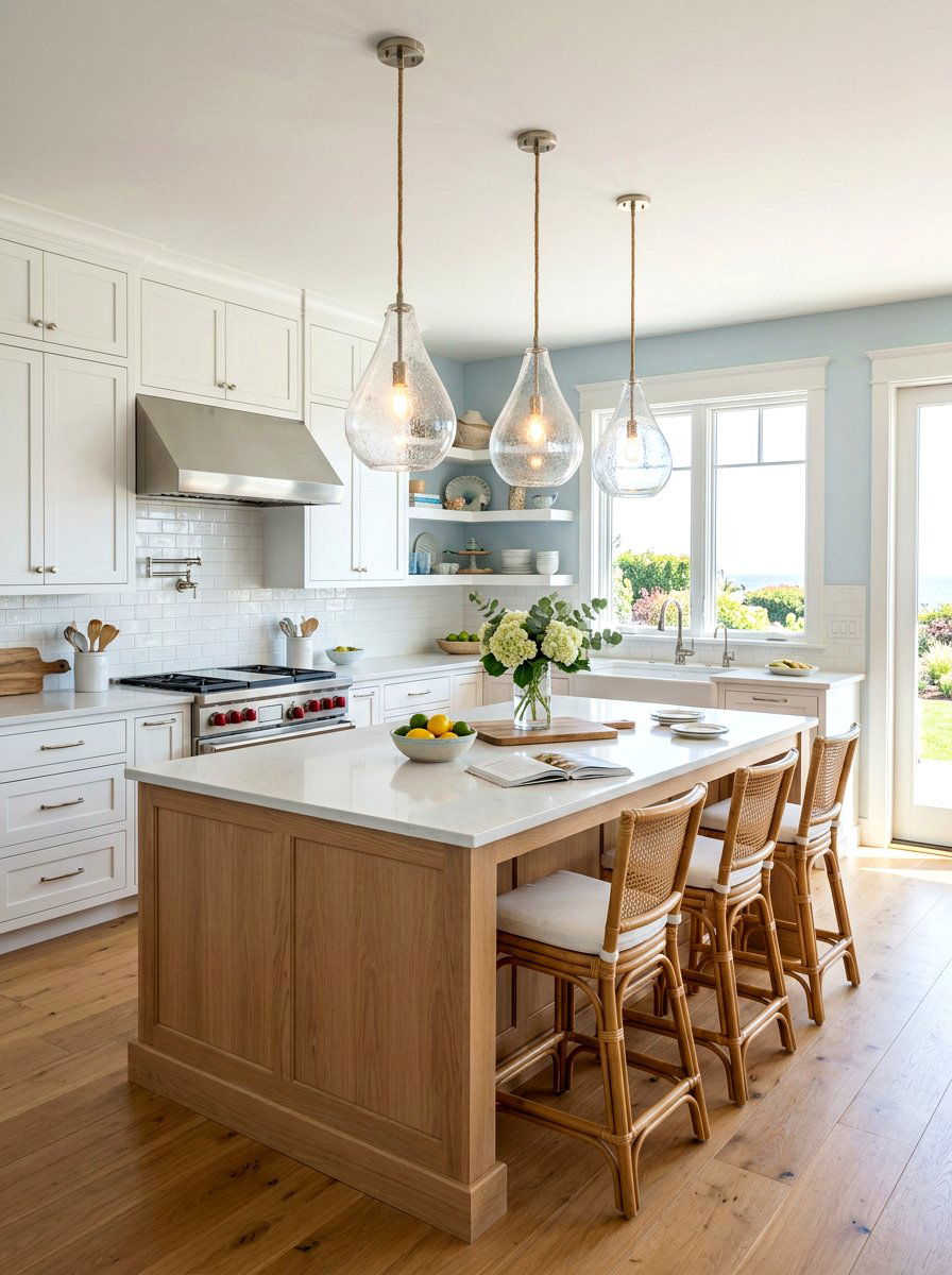 Clear Seeded Glass Pendant - 30 kitchen lighting ideas