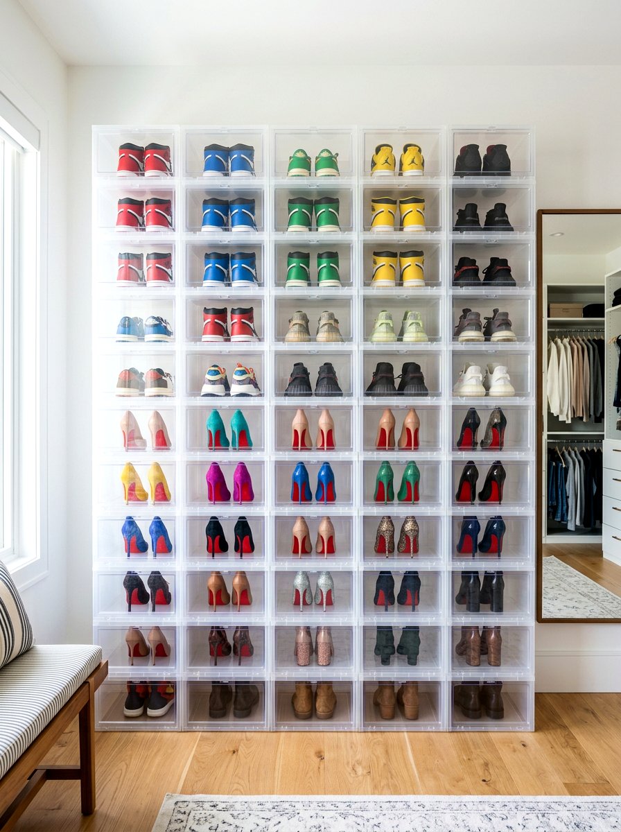 Clear Shoe Box - 30 micro closet organization ideas