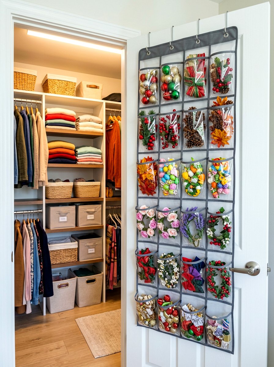 Clear Shoe Organizers - 30 seasonal decor storage ideas
