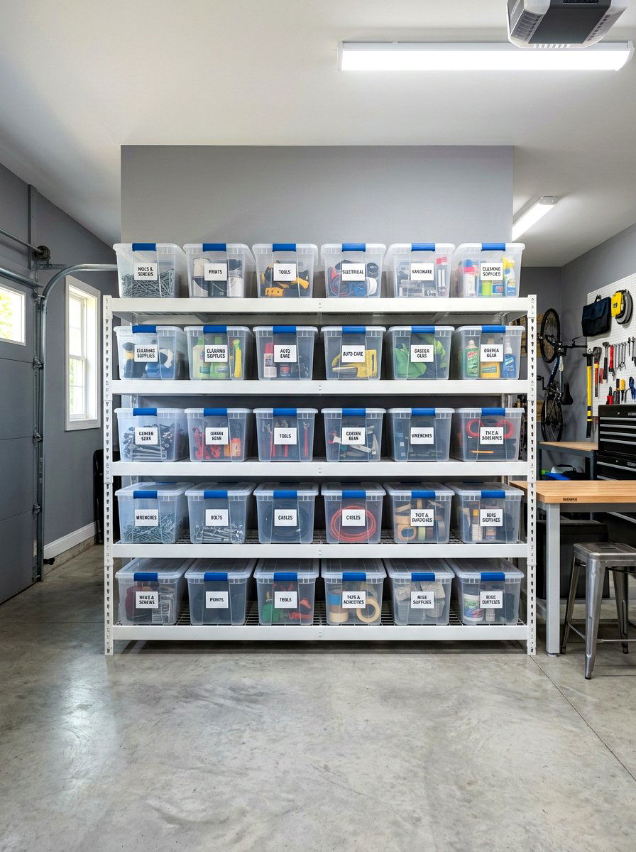 Clear Storage Container - 30 small garage ideas