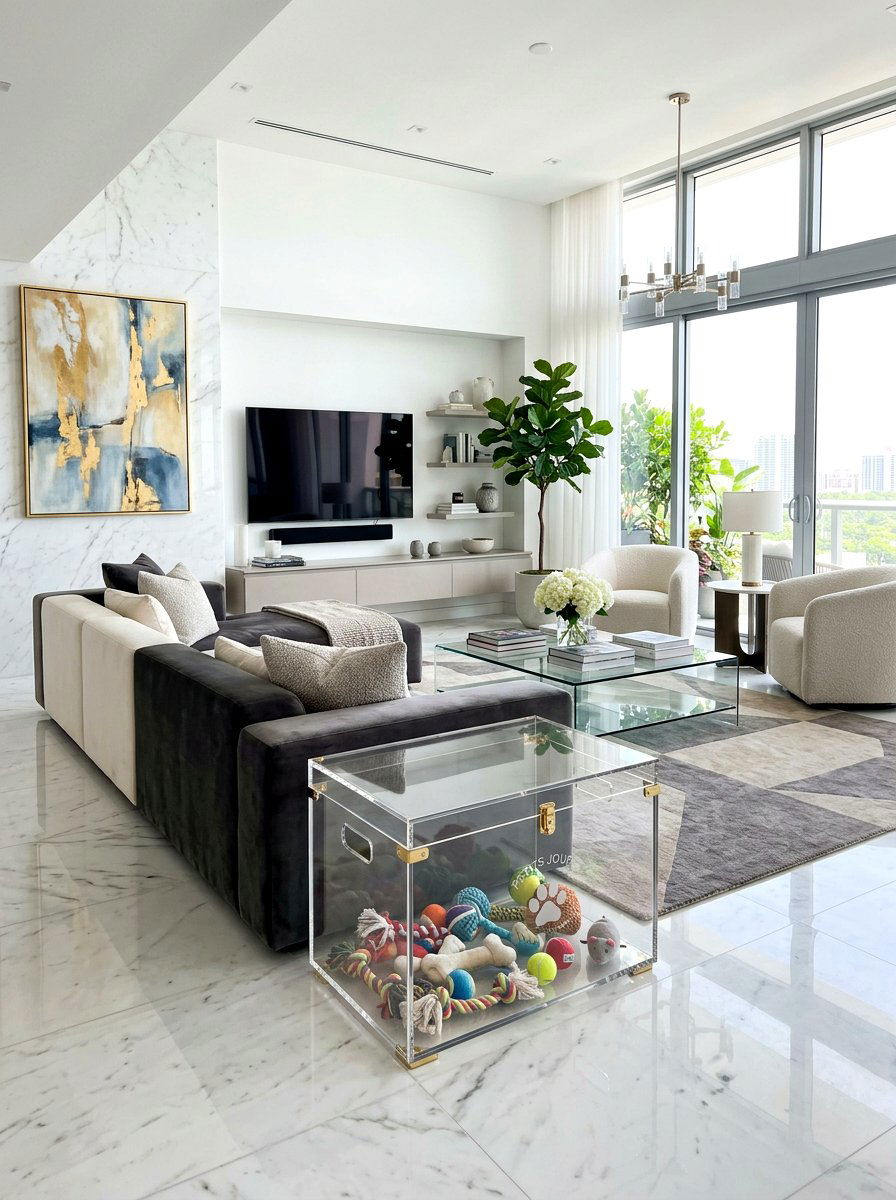 Clear acrylic pet toy box - 30 pet toy basket ideas