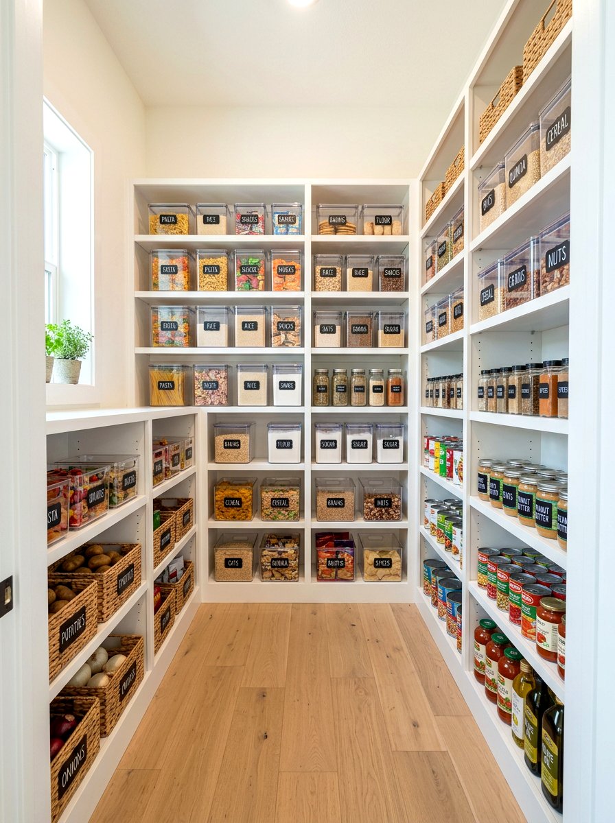 Clear pantry storage bins - 30 TikTok kitchen decor ideas