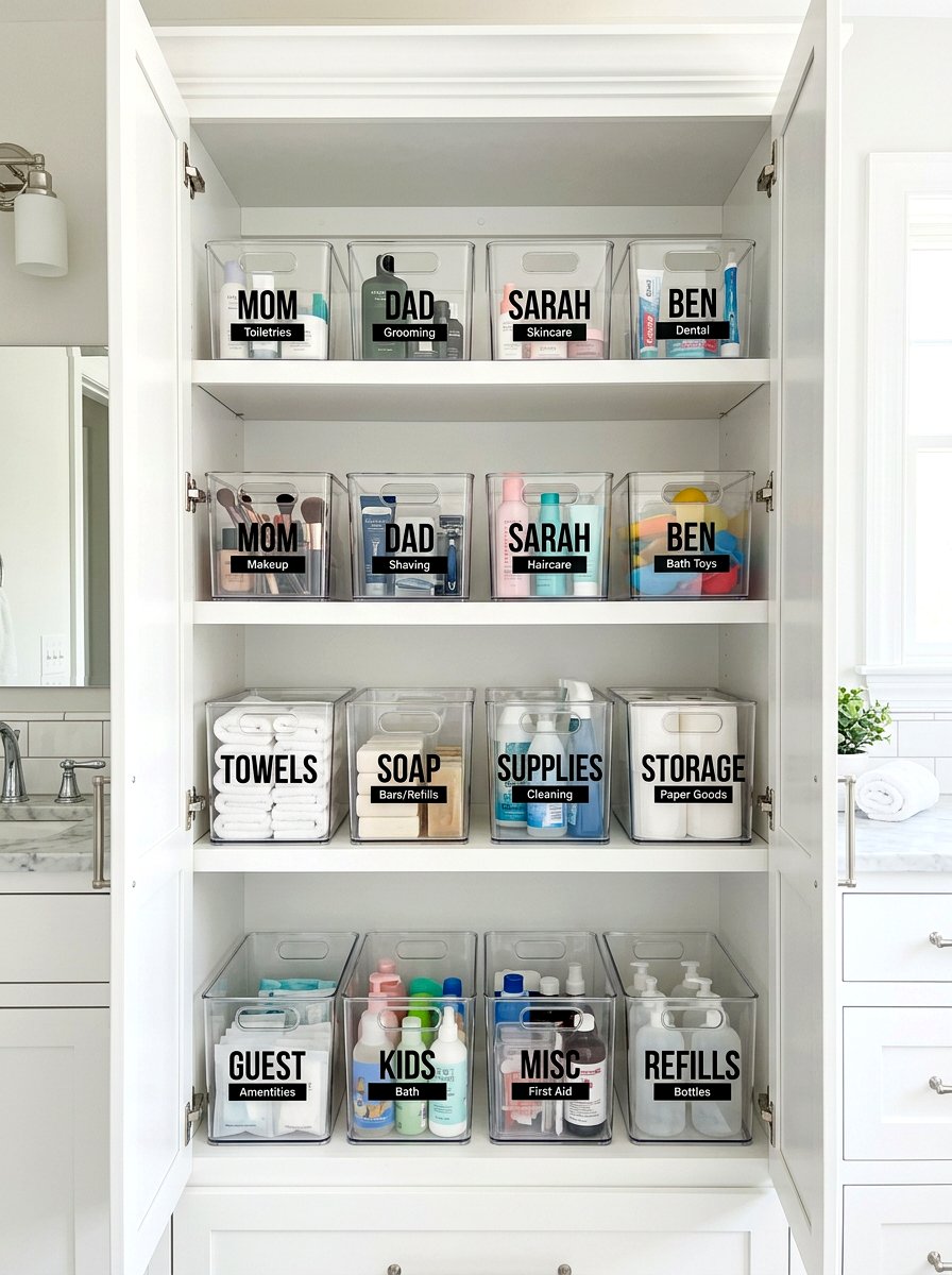 Clear plastic bathroom bins - 30 organizing bathroom cabinets ideas