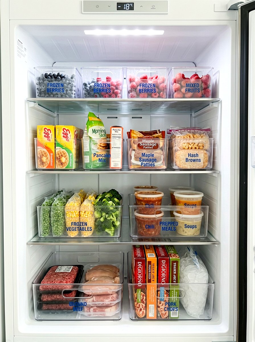 Clear plastic freezer organization bins - 30 freezer organization ideas