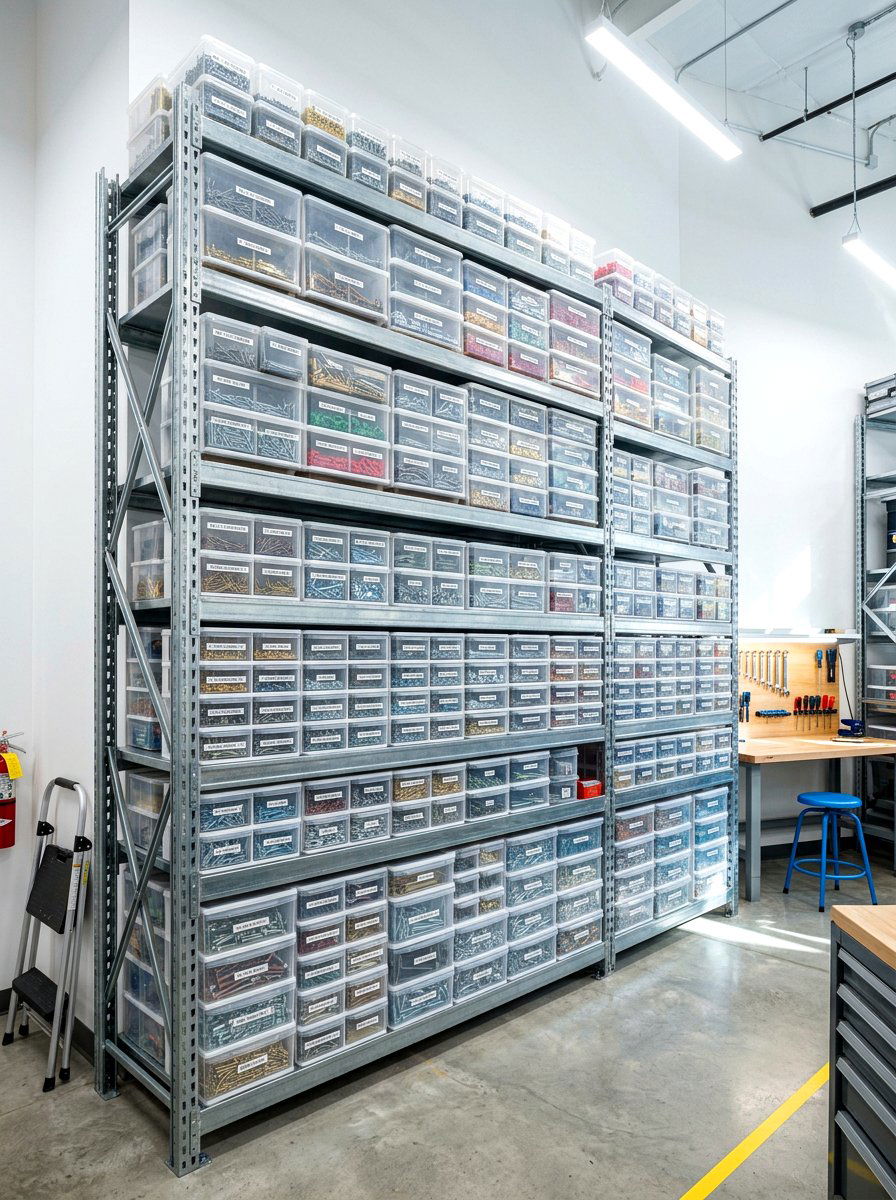 Clear plastic storage bins - 30 small tool organizer ideas
