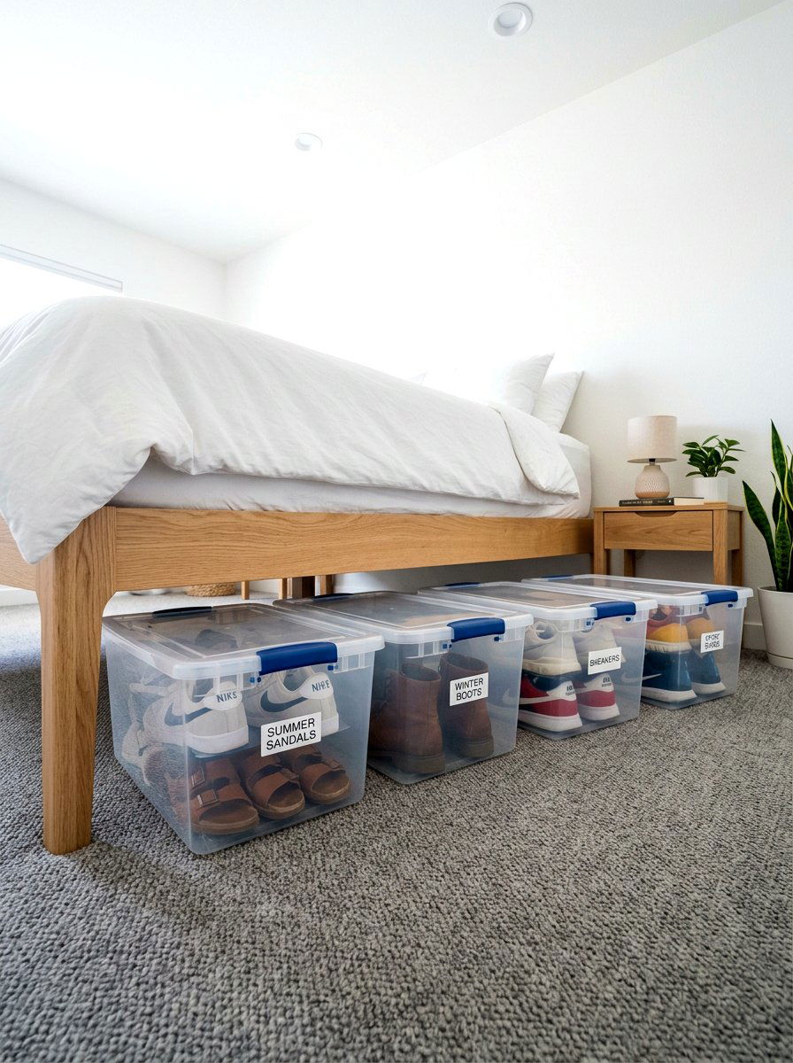 Clear storage bins - 30 under bed storage aesthetic ideas