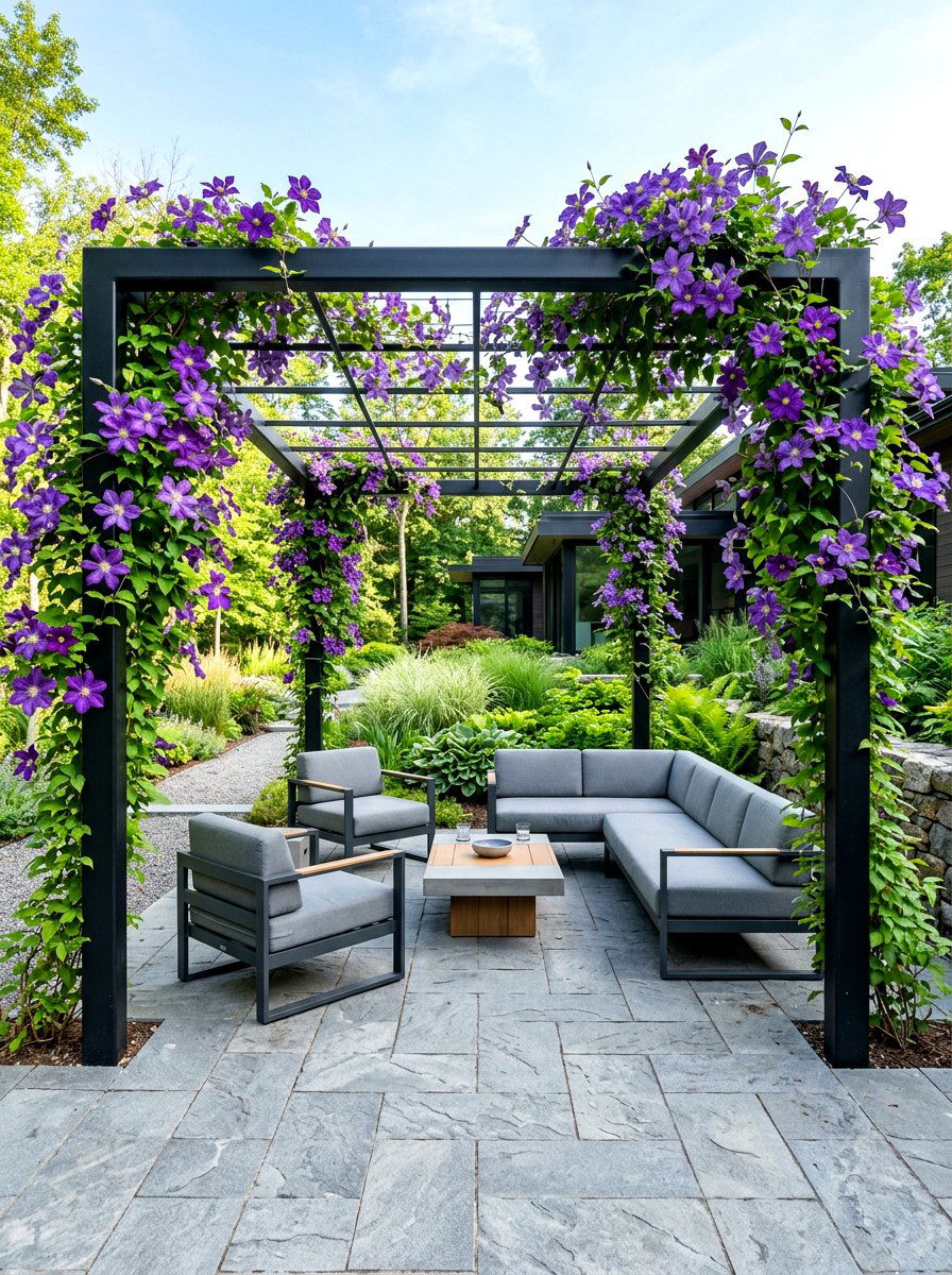 Clematis Pergola - 30 pergola plant ideas