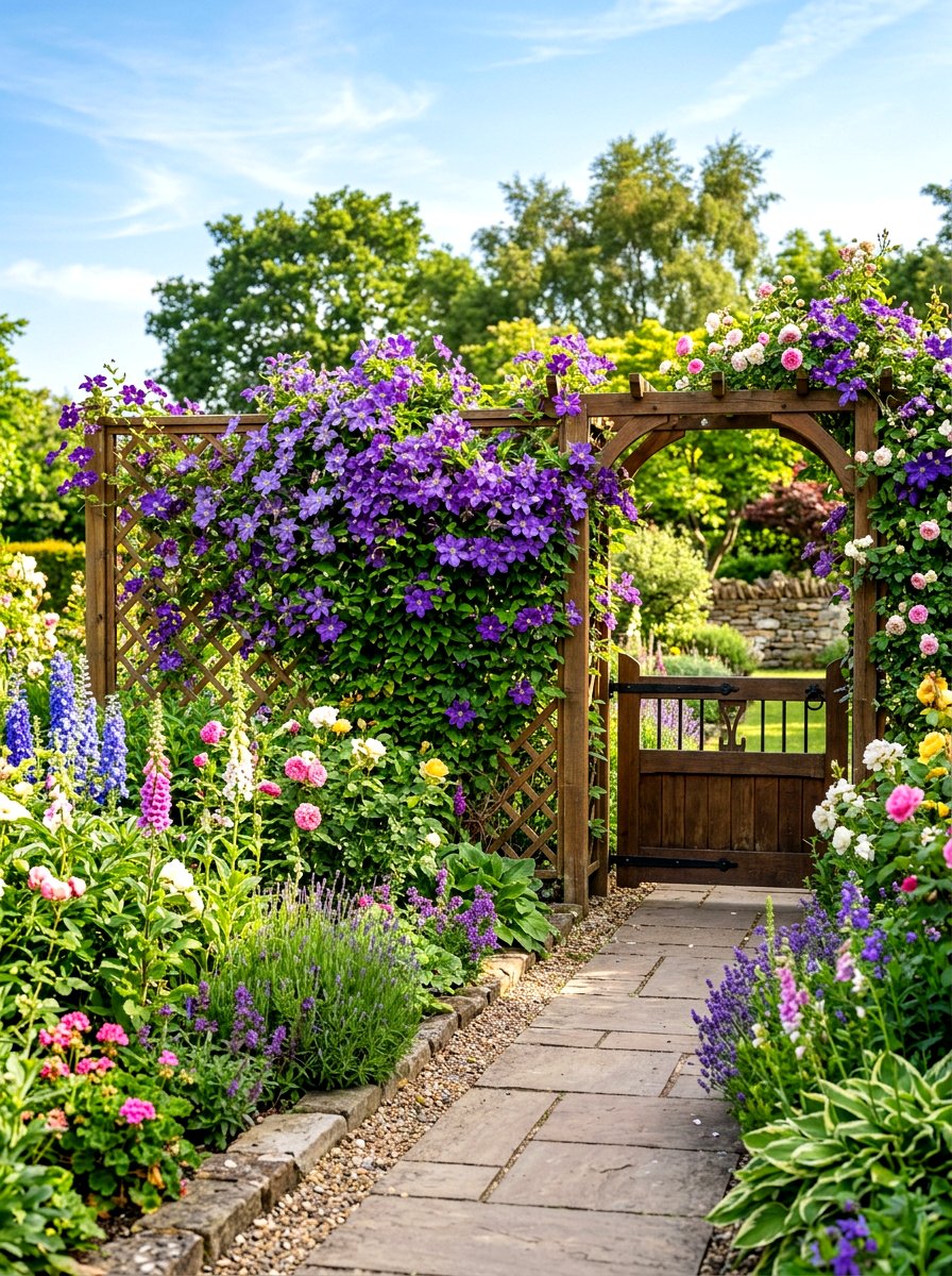 Clematis Trellis Screen - 30 living privacy wall ideas