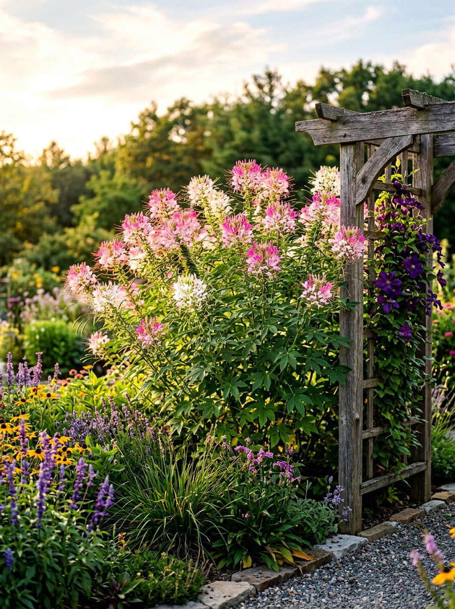 Cleome tall annuals - 30 annual flower border ideas