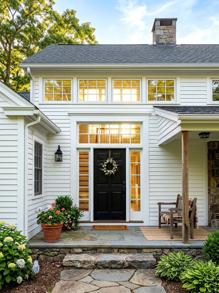 Clerestory Windows Above Door - 30 farmhouse front facade ideas