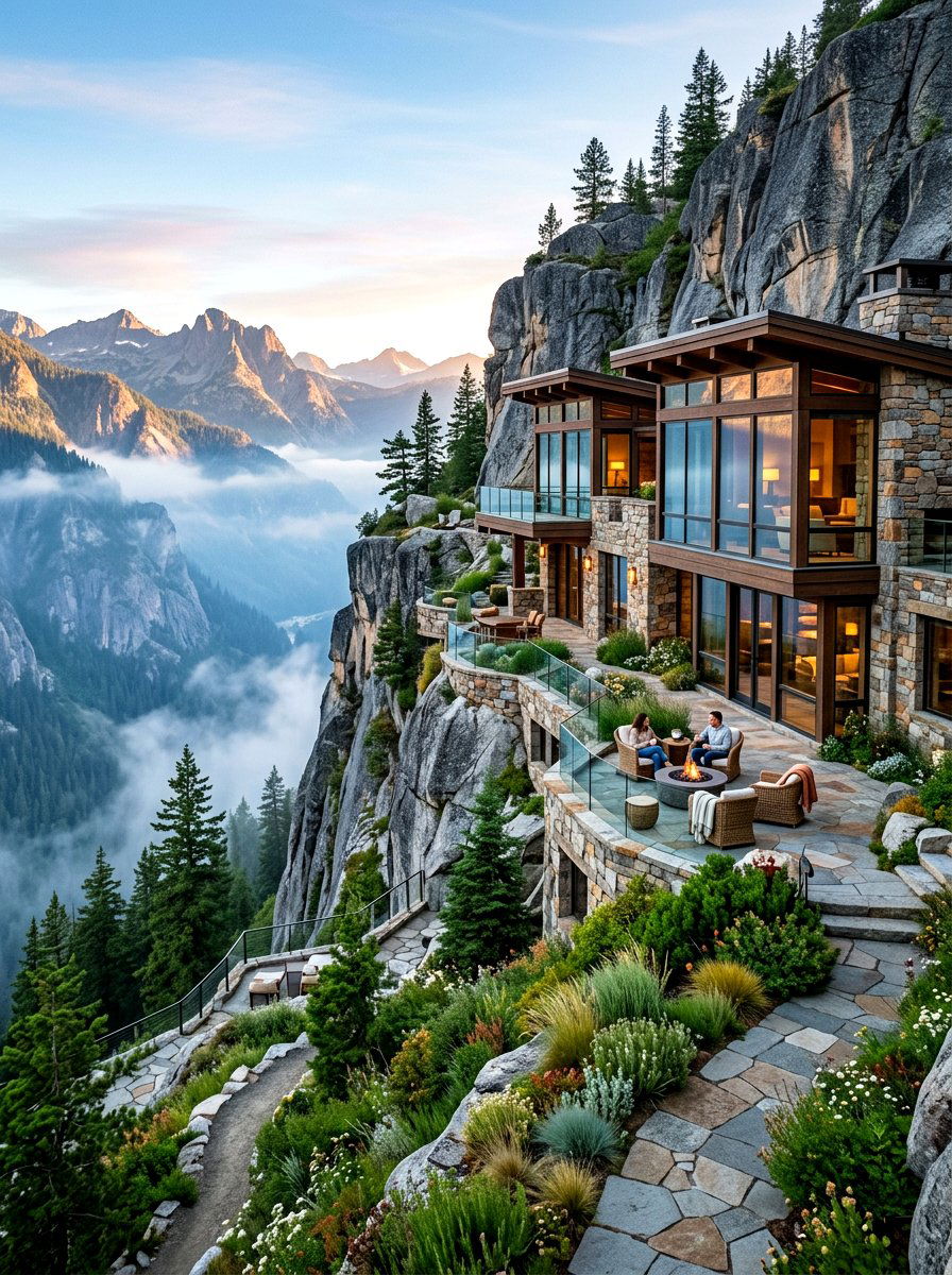 Cliffside Mountain Retreat - 30 mountain house exterior ideas
