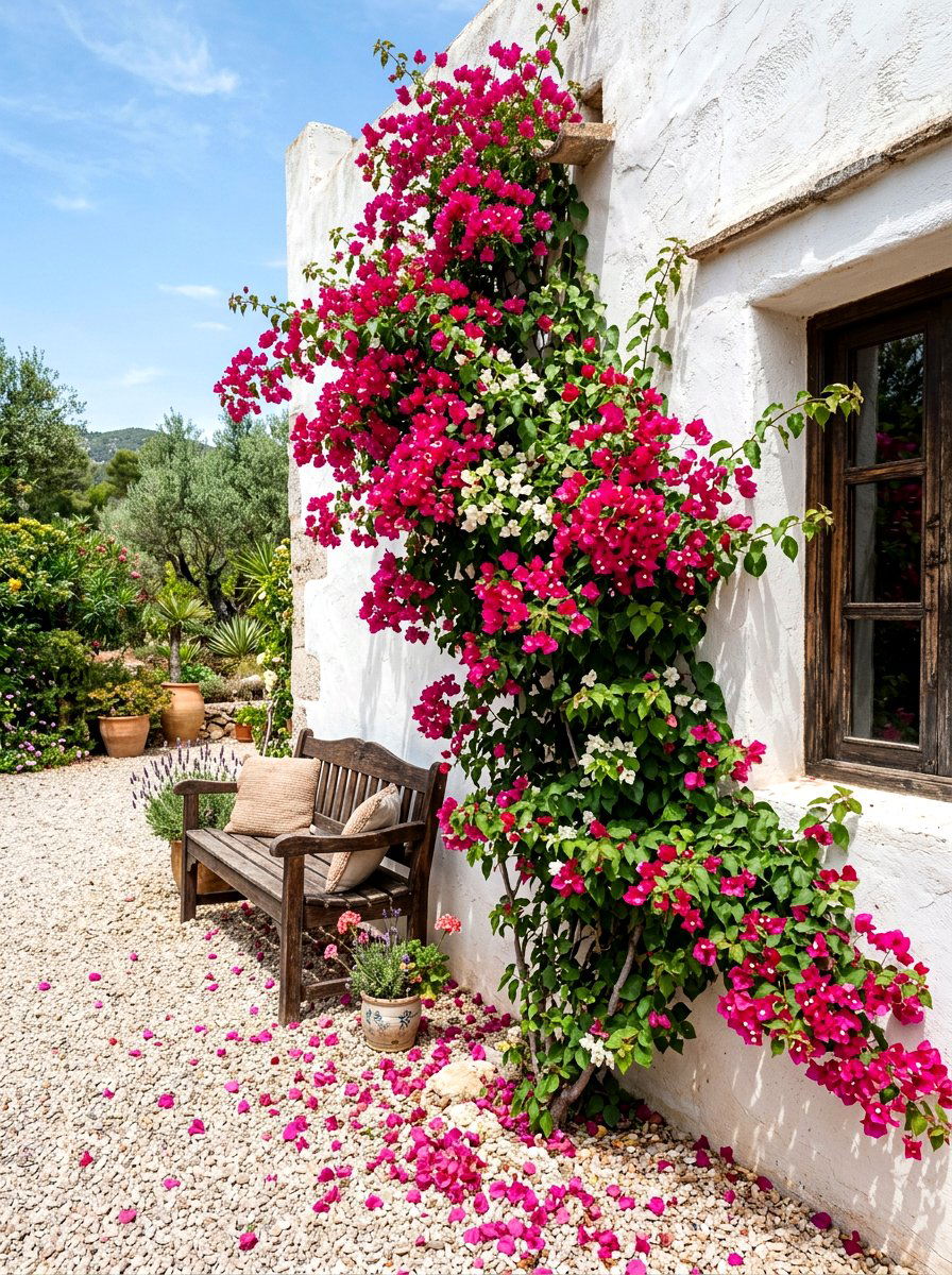 Climbing Bougainvillea Vine - 30 California casual patio ideas