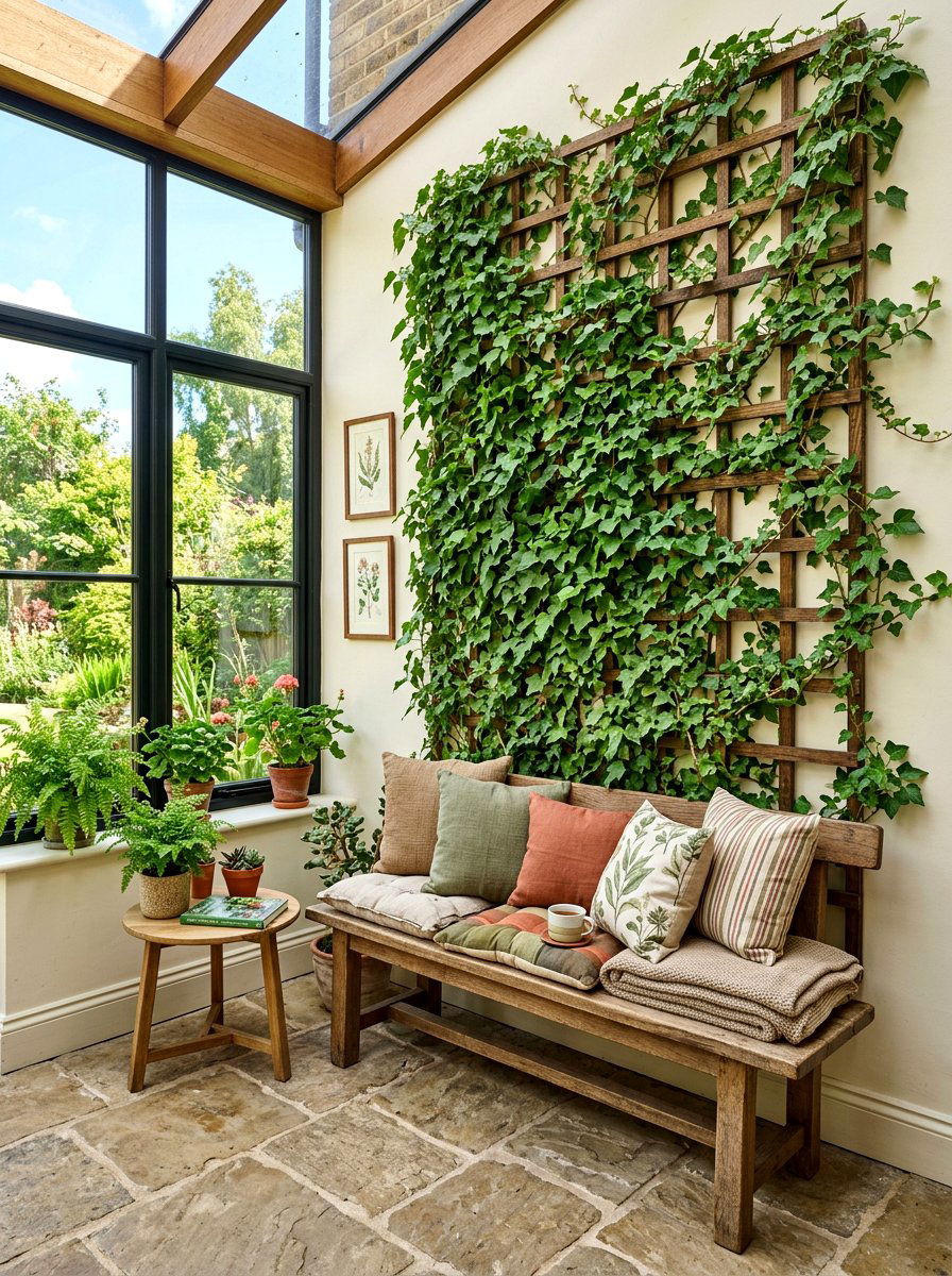 Climbing Ivy Wall - 30 sunroom plant corner ideas