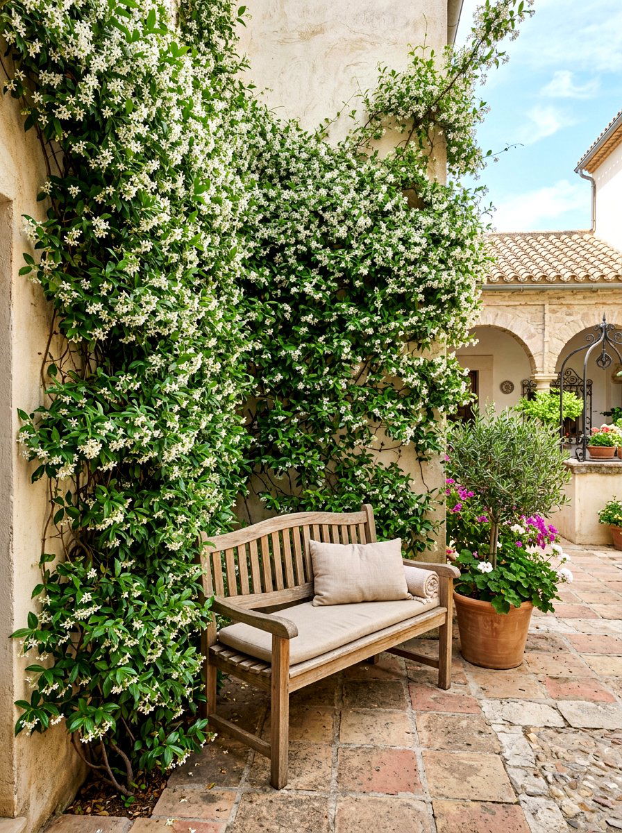 Climbing Jasmine Vine - 30 Spanish courtyard ideas