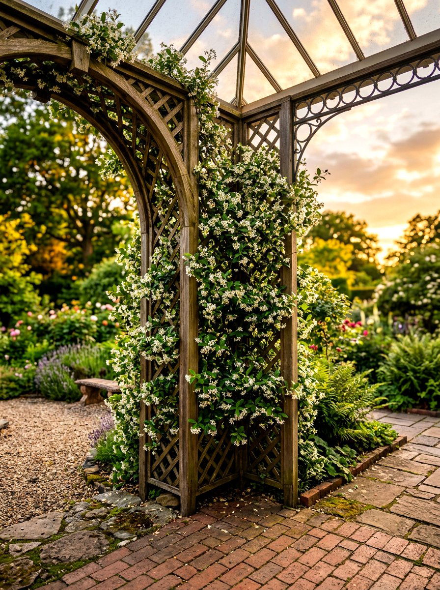 Climbing Plant Trellis - 30 greenhouse corner ideas