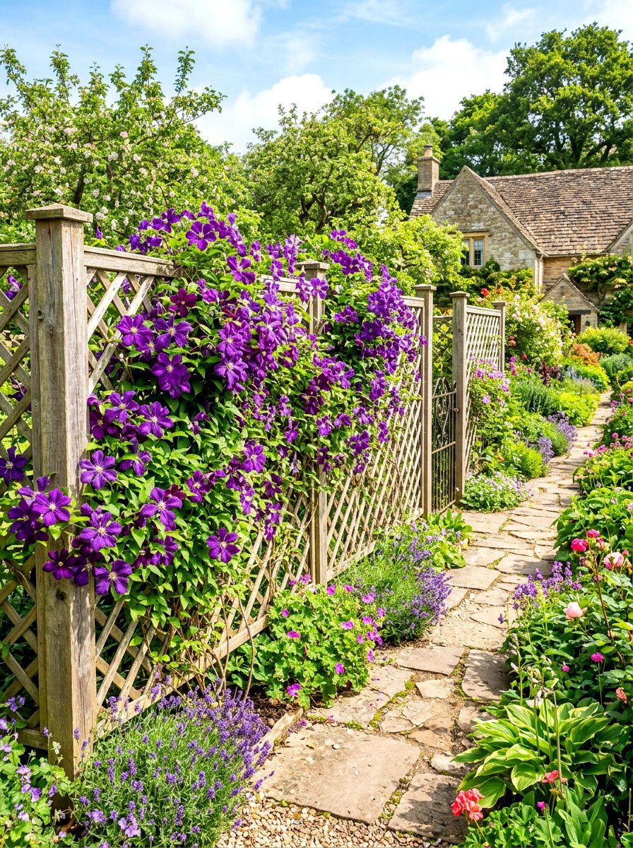 Climbing Plants Fence - 30 narrow garden ideas