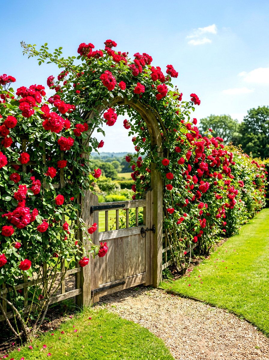 Climbing Rose Hedge - 30 house front hedge ideas