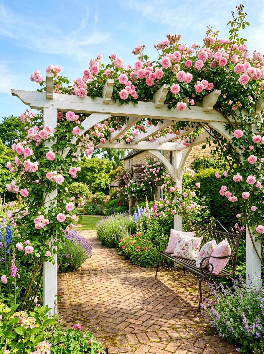 Climbing Rose Pergola - 30 pergola plant ideas