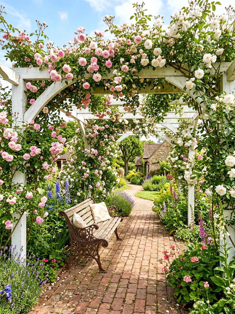 Climbing Rose Pergola - 30 garden pergola ideas