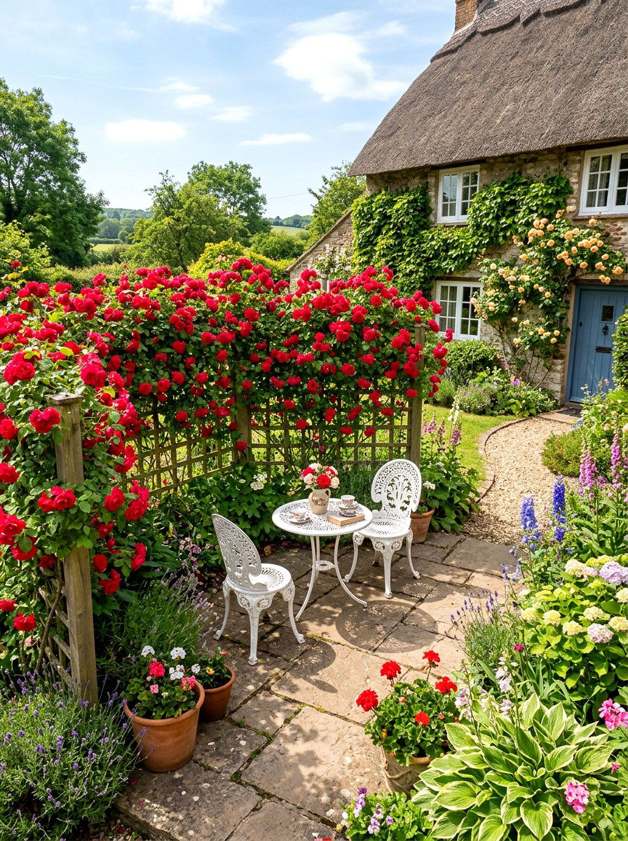 Climbing Rose Trellis - 30 privacy fence ideas